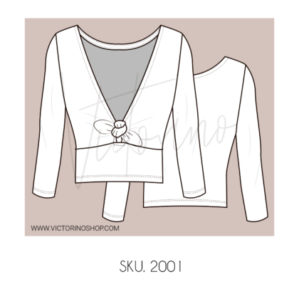 Patrón de costura - Blusa mujer Crop top manga 3/4