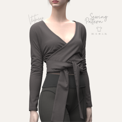 Patrón de costura PDF – Top cárdigan corto - Cropped top cárdigan