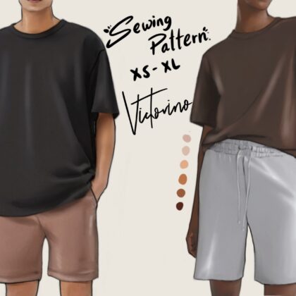 Patrón de costura PDF – Unisex Oversize t-shirt (camiseta) and sweatshorts (bermuda - pantaloneta)