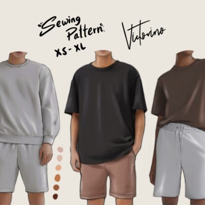 Patrón de costura PDF – Unisex Oversize T-shirt (camiseta), sweatshirt (buzo/sudadera) and sweatshorts (bermuda - pantaloneta)