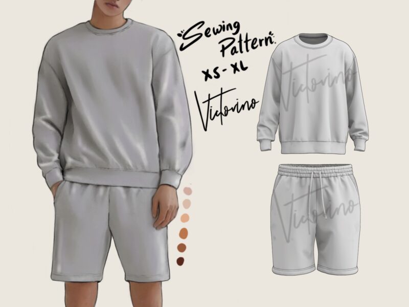 Patrón de costura PDF – Unisex Oversize sweatshirt (buzo/sudadera) and sweatshorts (bermuda - pantaloneta)