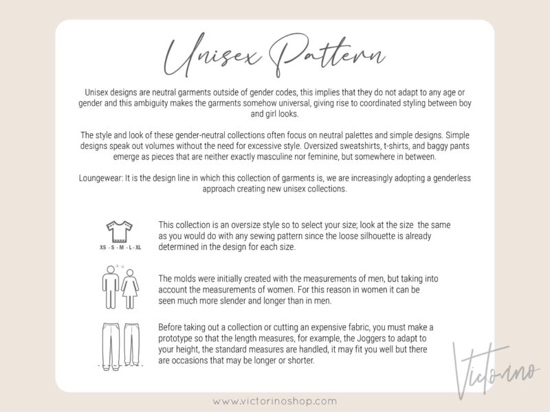 Patrón de costura PDF – Unisex Oversize Hoodie (sudadera - buzo con capota), sweatpants (pantalones resortados) and Joggers - Imagen 6