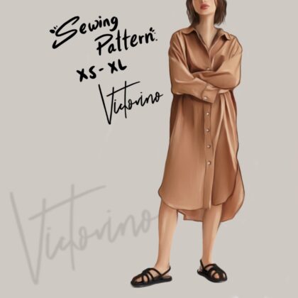 Patron de costura PDF Vestido camisero ancho - Oversized shirt dress PDF sewing pattern