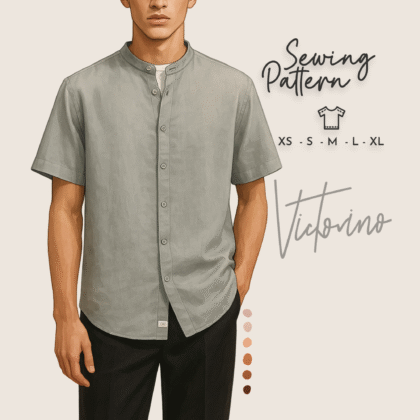 Regular fit Band-collar shirt men - camisa hombre cuello Mao / Neru - PDF sewing pattern