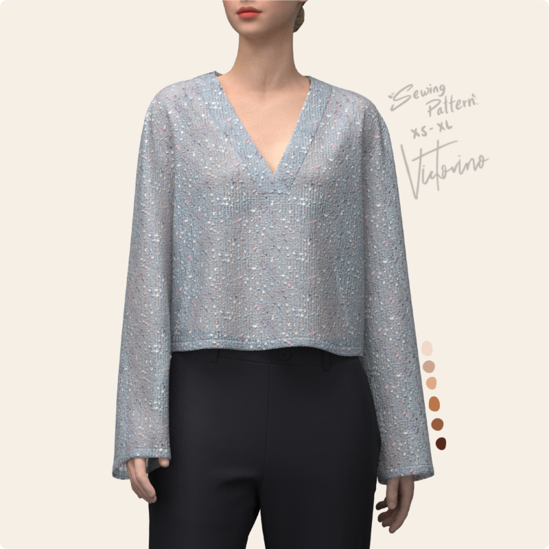 Patrón de costura PDF - Blusa estilo Boho manga larga / Boho style long sleeve blouse